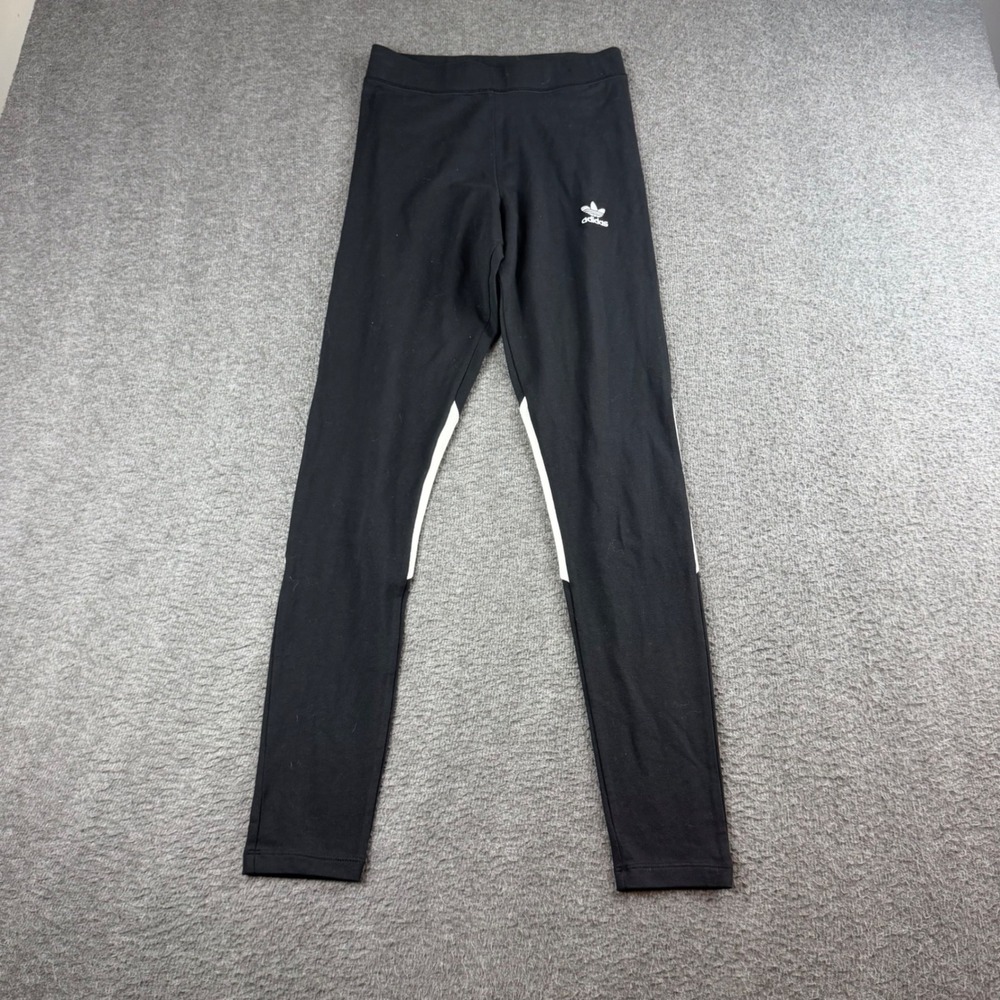 Adidas Leggings Women's Small Black Colorblock Trefoil Athletic Leggings